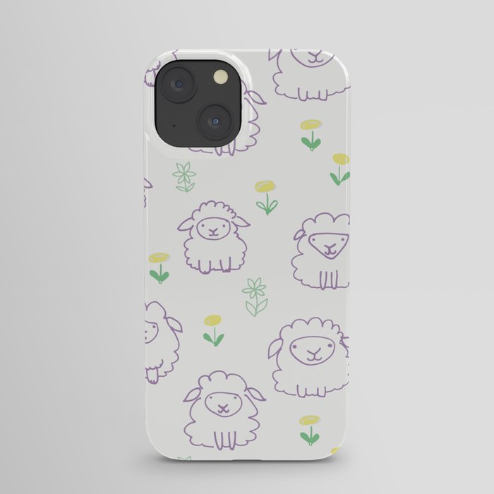 Little Lambs in Purple in a Meadow iPhone Case