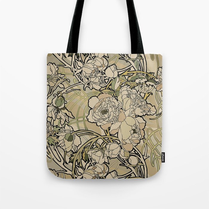 Alphonse mucha flowers textile Tote Bag