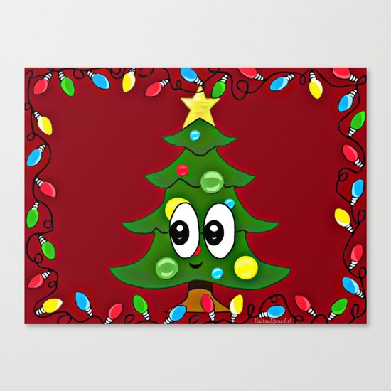 Emoji Christmas Tree Canvas Print