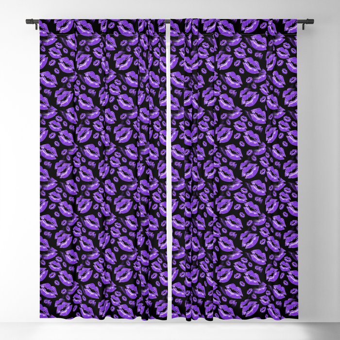 Two Kisses Collided Luscious Lilac Colored Lips Pattern Blackout Curtain