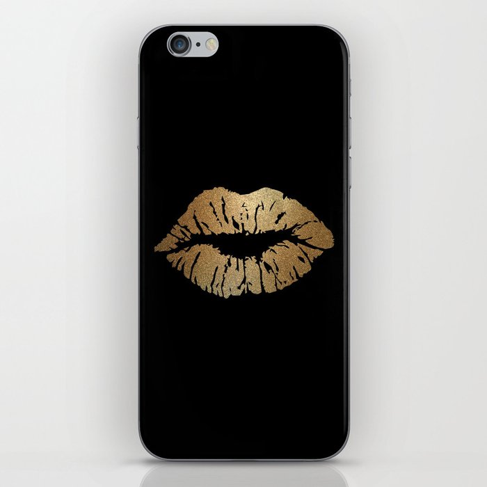 Gold Lips Blackout iPhone Skin