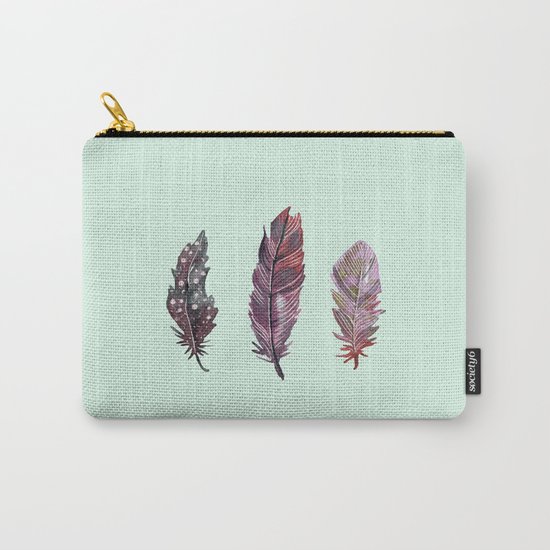 watercolor feathers (mint green) dos Carry-All Pouch