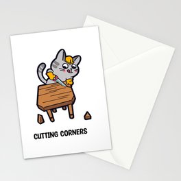 Cutting Corners Cat Stationery Card