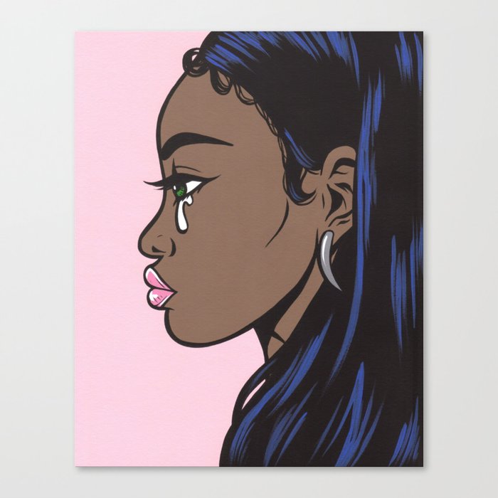 Crying Comic Black Girl Leinwanddruck Von Turddemon Society6