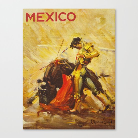 Vintage Mexico Bullfighting Travel Canvas Print
