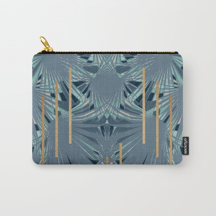 Tropical Art Deco 1.1a Blue, Green, Gold Carry-All Pouch