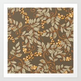 Seamless pattern, background with decorative flowers in art nouveau style, vintage, old, retro style. Art Print