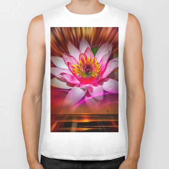 Wellness Water Lily Rose 6 Biker Tank