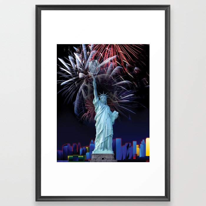 Statue of Liberty with Tennis Racquet Torch Framed Art Print
