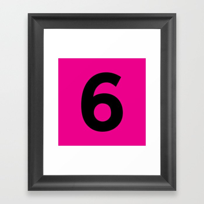 Number 6 (Black & Magenta) Framed Art Print