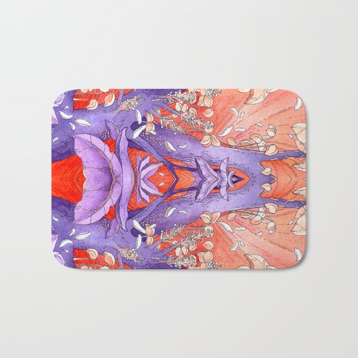 Purple and red flowers Bath Mat