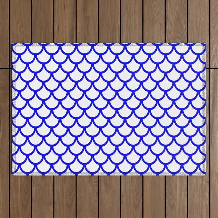 Scales (Blue & White Pattern) Outdoor Rug
