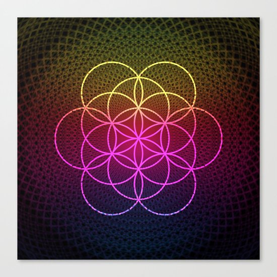 Sacred Rainbow Flower of Life Canvas Print