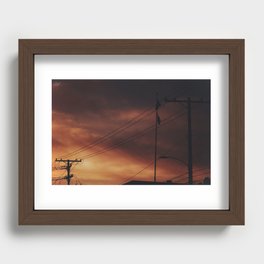 Powerlines against sunset Recessed Framed Print