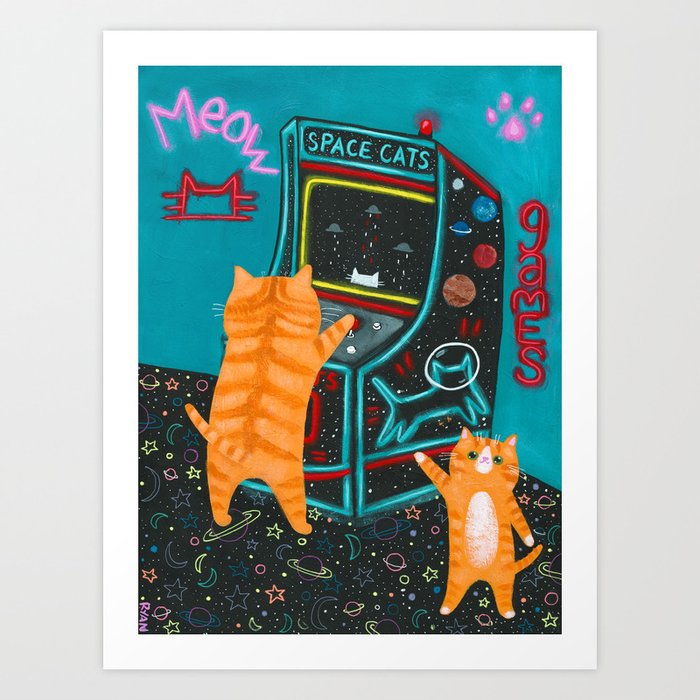 Arcade Kitties Art Print