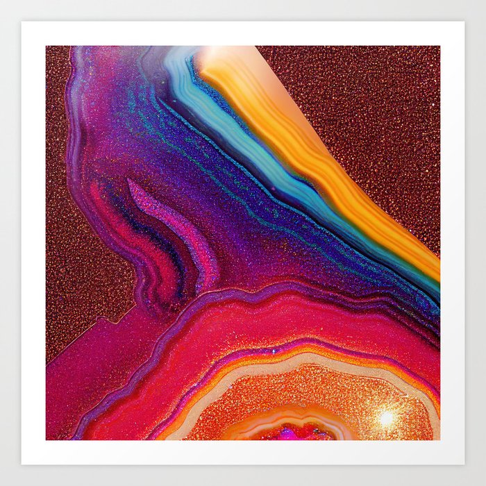 Vibrant Rainbow Agate Texture 02 Art Print