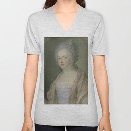 Jean Baptiste Perroneau - Catharine Elisabeth Metayer (geb 1744) Unisex V-Neck