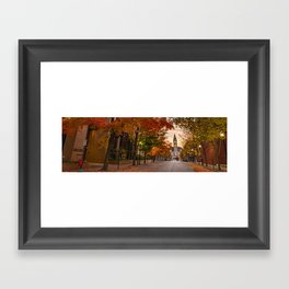Downtown Fayetteville Arkansas And Courthouse Panorama In Autumn Framed Art Print