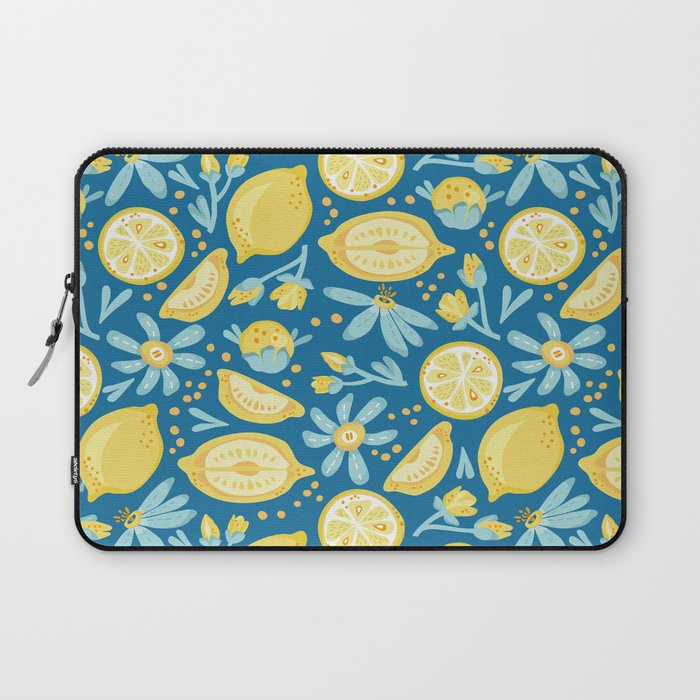 Lemon Pattern Blue Laptop Sleeve
