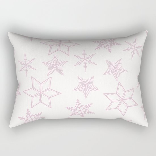 Pink Snowflakes On White Background Rectangular Pillow
