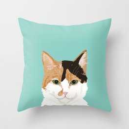 Calico Cat - Cute cat black, white, tan, orange tabby cat, cute kitten Throw Pillow