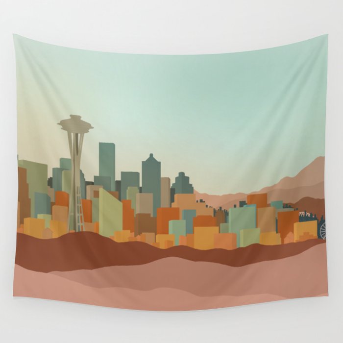 Seattle Skyline Wall Tapestry