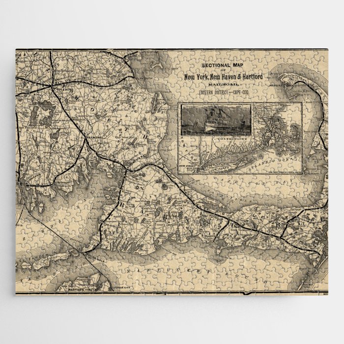 Sectional Map of New York, New Haven and Hartford Railroad Eastern District, Cape Cod-1893 Jigsaw Puzzle