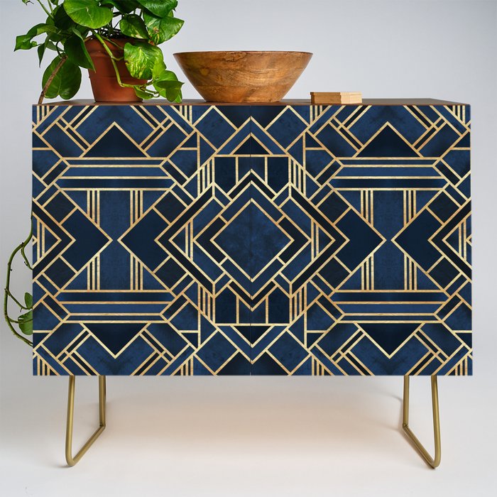 Art Deco Fancy Blue Credenza