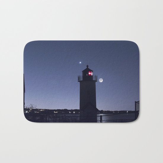 Moon Venus and the Annisquam Lighthouse Bath Mat