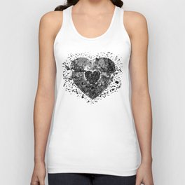 Shattered Silver Disco Ball Heart Unisex Tank Top