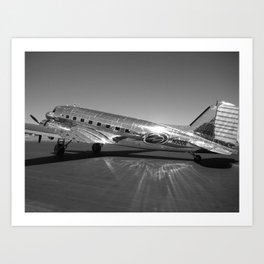 Douglas DC-3 Dakota Military Art Deco Airplane black and white photograph / art photography by Brian Burger Art Print