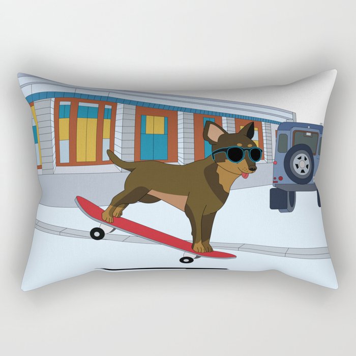 Chihuahua Skateboarding Rectangular Pillow
