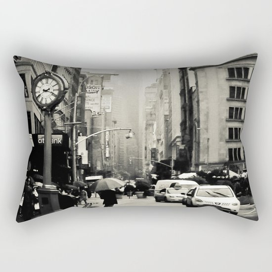 New York City - 5th Avenue in the Rain Rectangular Pillow