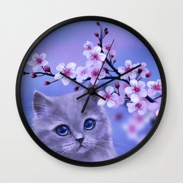 Spring kitten Wall Clock