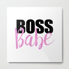 Boss Babe | Black & Pink Metal Print