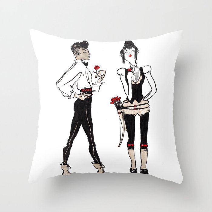 Valentine's Dandies Throw Pillow