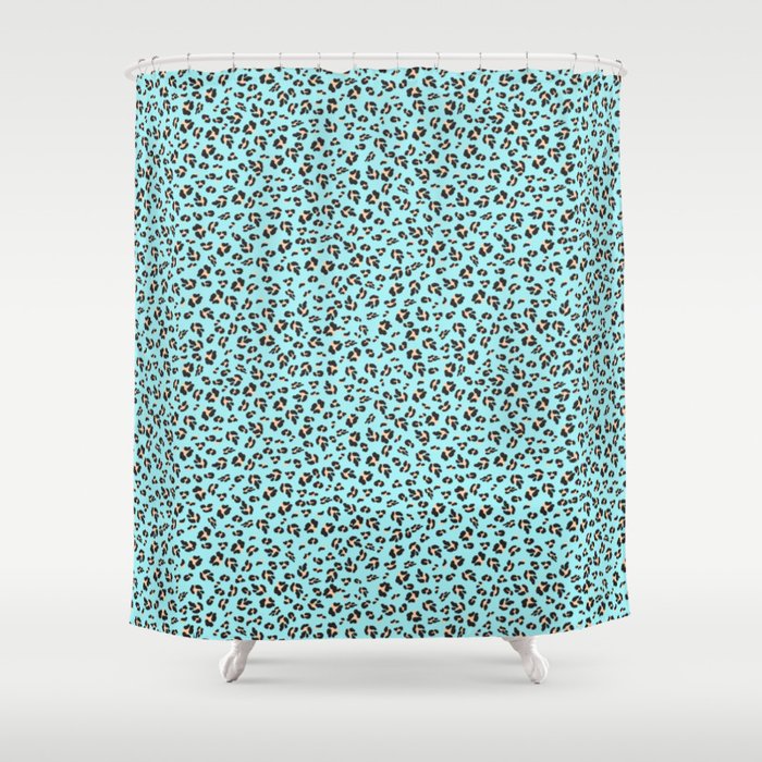 Leopard Pattern Mint Blue Print Shower Curtain by IFOM STUDIO | Society6