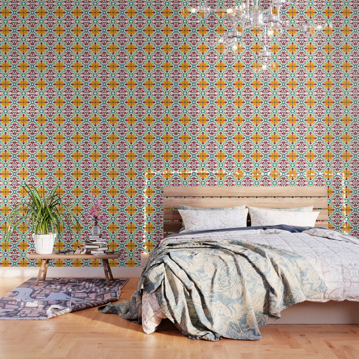 N235 - Floral Oriental Traditional Andalusian  Moroccan Style Wallpaper