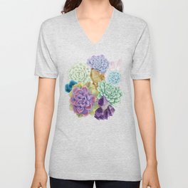 Succulents and Crystals V Neck T Shirt