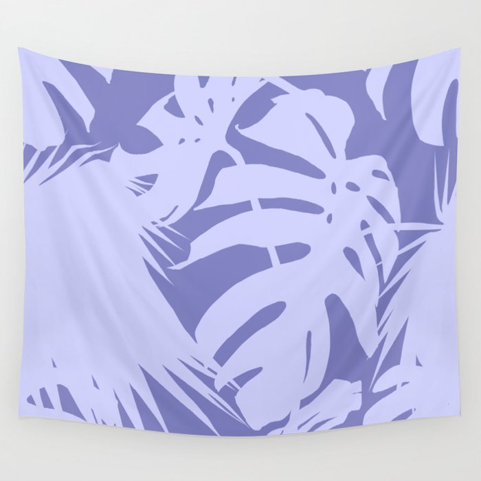 Very Peri 2022 Color Of The Year Violet Blue Periwinkle Monstera Tropical Wall Tapestry