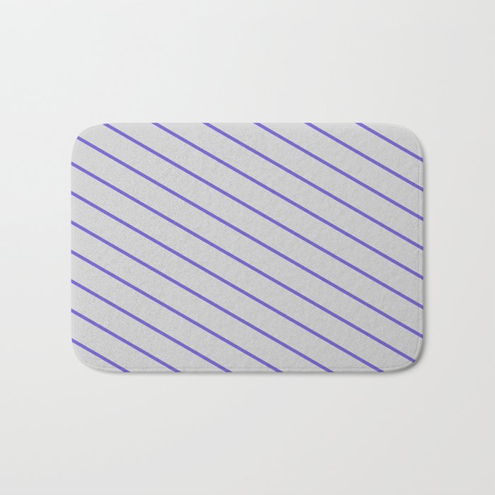 Slate Blue and Light Grey Colored Stripes/Lines Pattern Bath Mat
