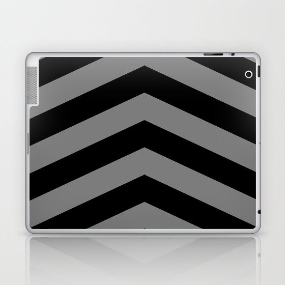 Wide Grey and Black Chevron Stripes Laptop & iPad Skin