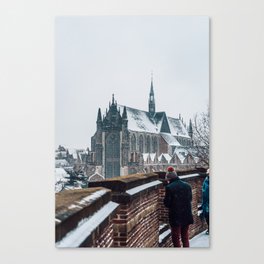 Snowy View of Leiden, the Netherlands Canvas Print