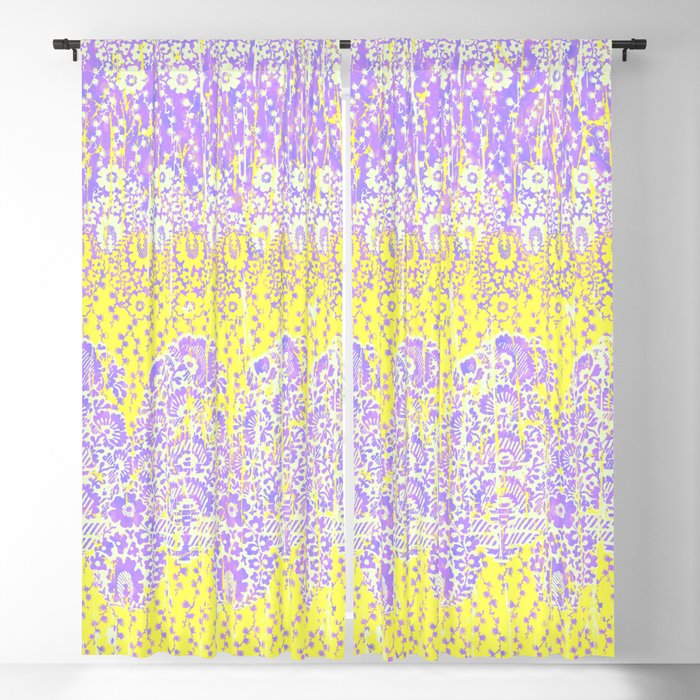 Floral Paisley Bright Yellow Blackout Curtain By Mpzstudio Society6