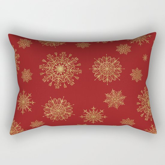 Assorted Golden Snowflakes Rectangular Pillow