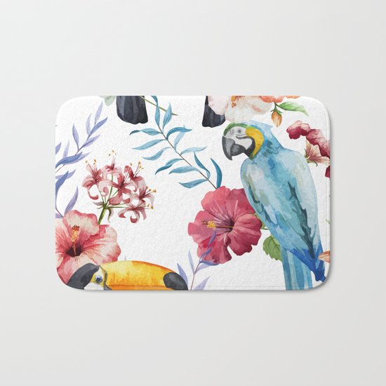 Tropical Bird Pattern 01 Bath Mat