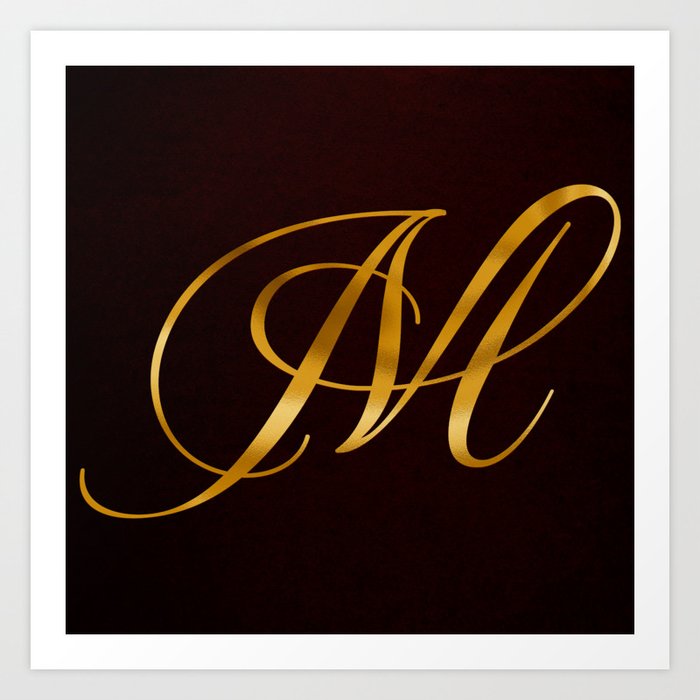 Golden letter M in vintage design Art Print