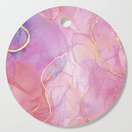 Pink and Gold Marbling Cutting Board