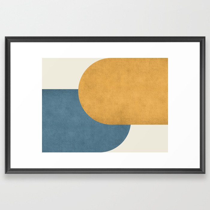 Halfmoon Colorblock - Gold Blue Framed Art Print