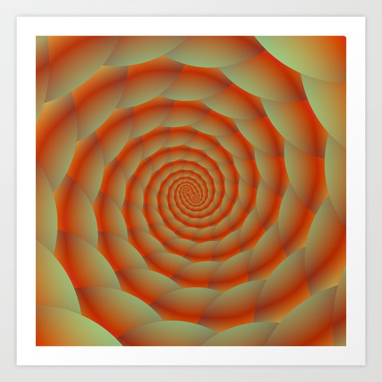 Orange Snake Skin Spiral Art Print